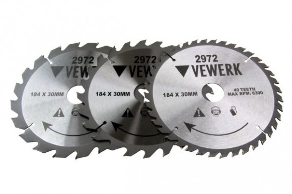 TCT cirkelzaagblad 184 mm 3-delig 20 + 24 + 40 tands